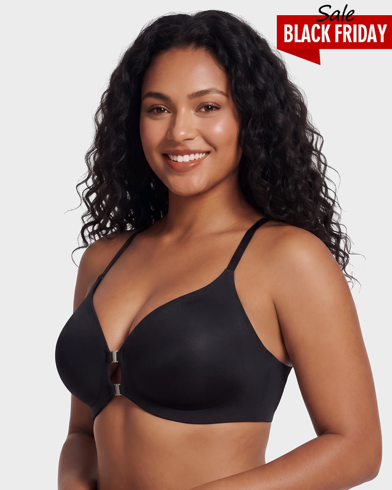 Magnetic Front-Closure Lace Cross-Back Bra