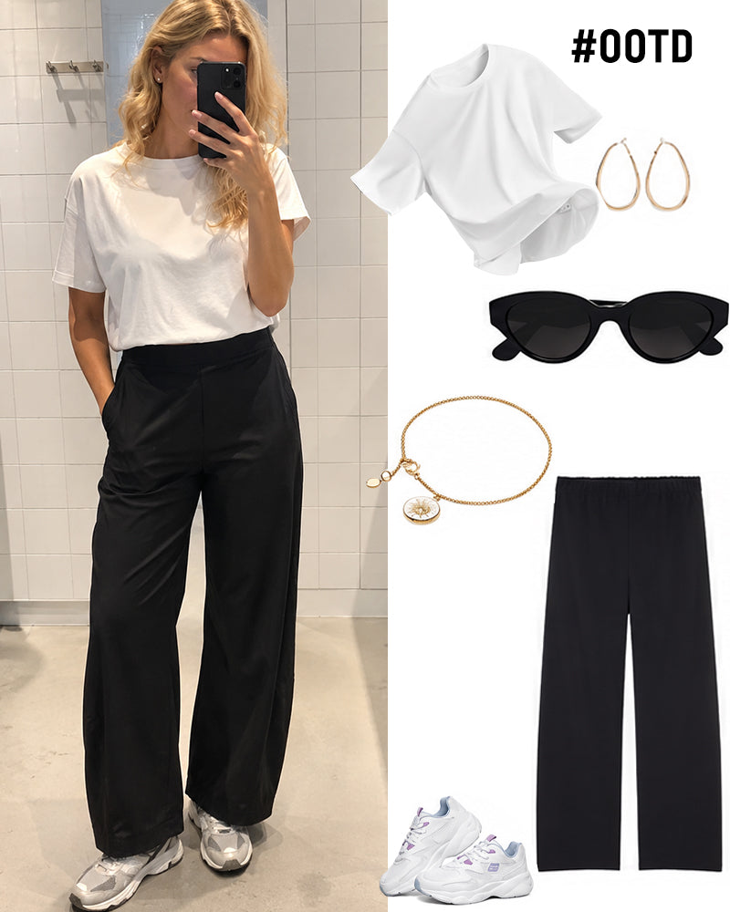 Mid-Rise Barrel Pants with Elastic Back Waist