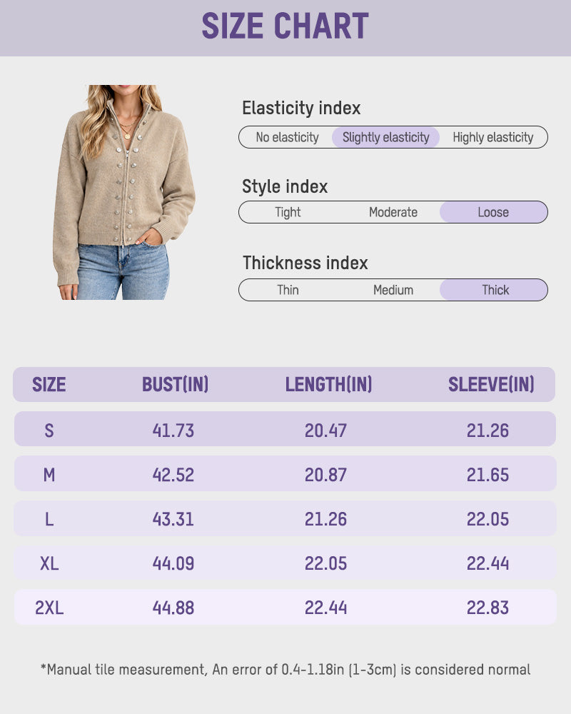 Mock-Neck Two-Way Zip Knit Cardigan
