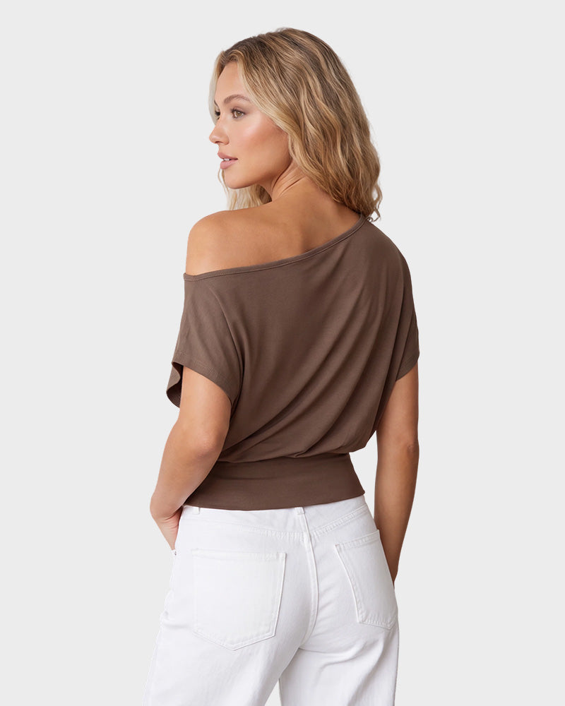 Off-Shoulder Side-Slit Crop Top