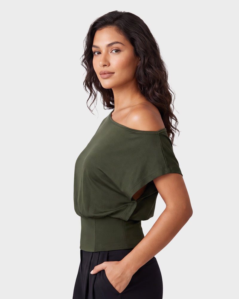 Off-Shoulder Side-Slit Crop Top