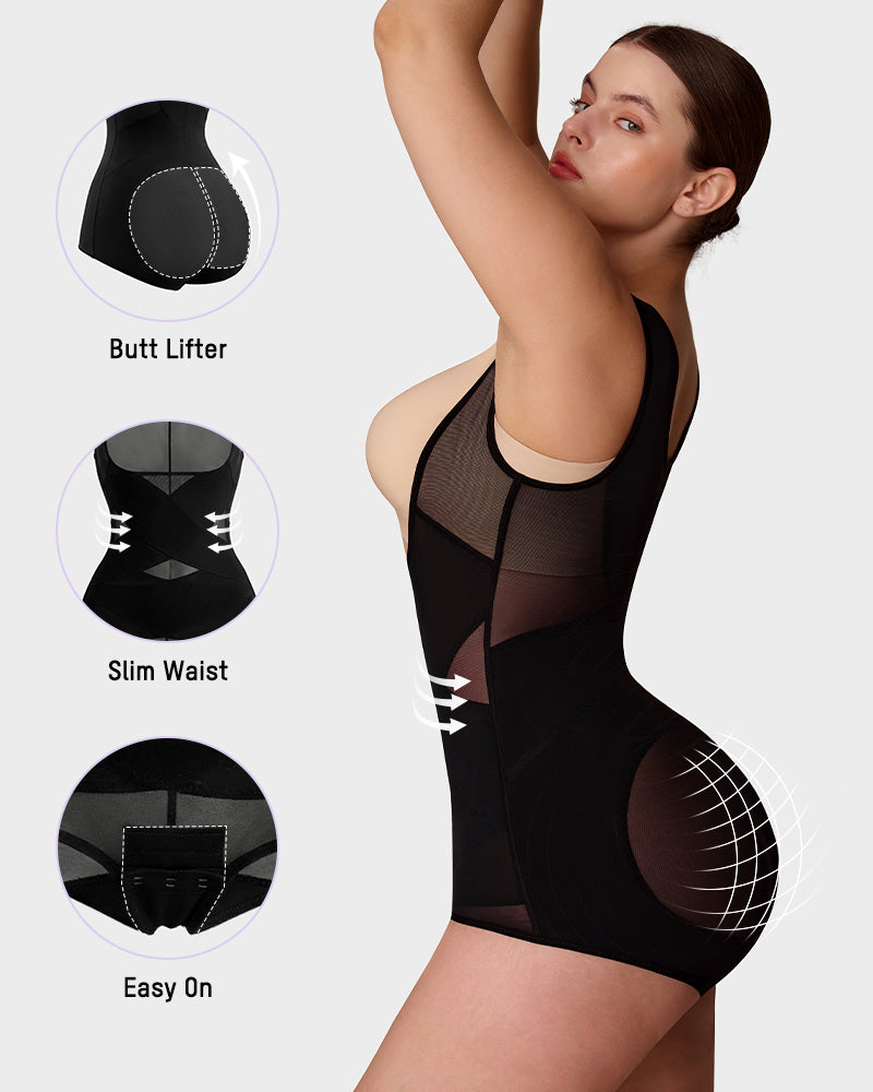 Open Bust Cross Compression Body Shaper