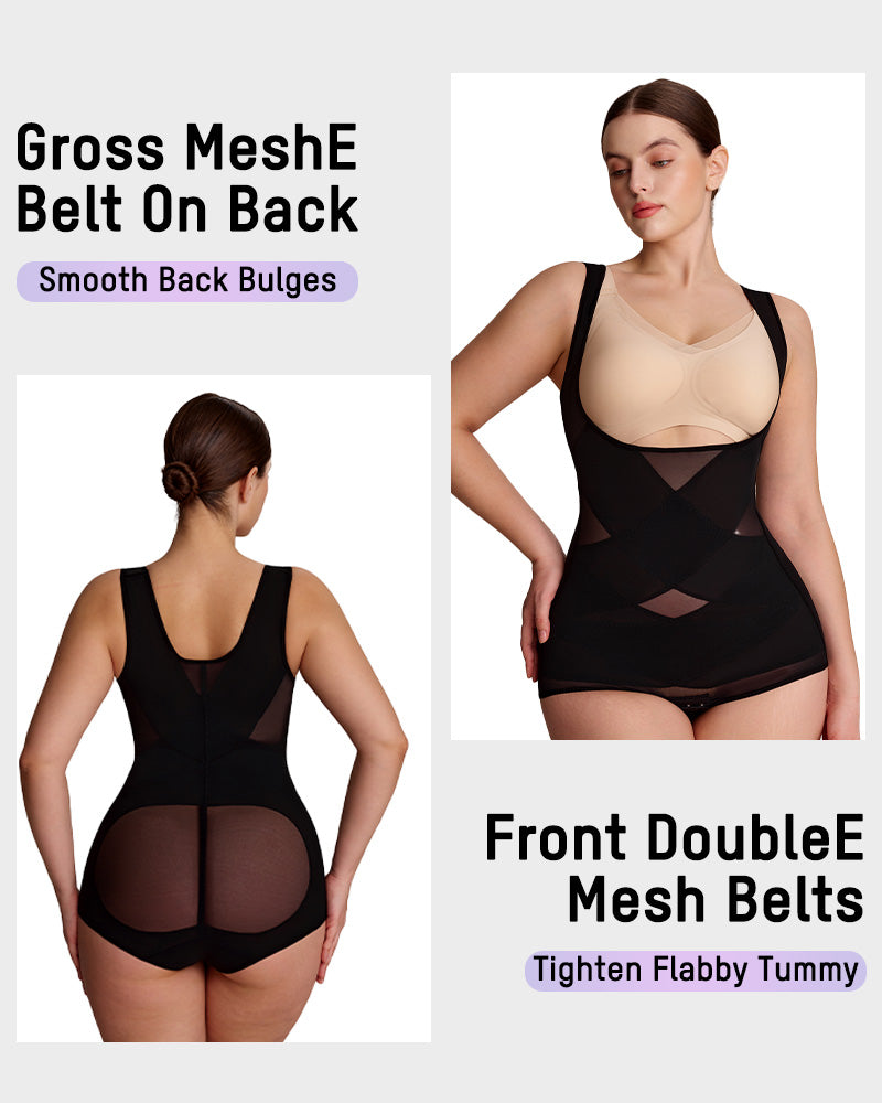 Open Bust Cross Compression Body Shaper