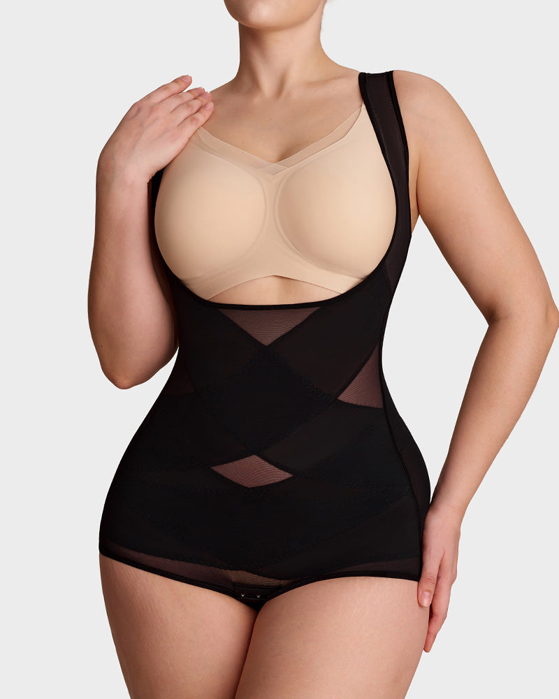 Open Bust Cross Compression Body Shaper