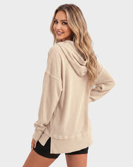 Oversized Collared Ribbed Sweatshirt