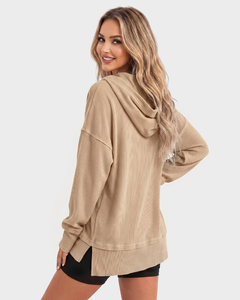 Oversized Collared Ribbed Sweatshirt