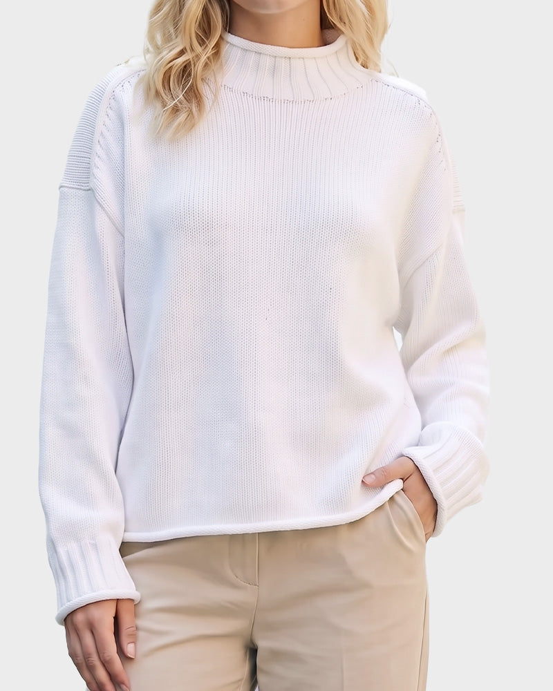 Oversized Mock Neck Long Sleeve Knit Sweater