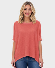 Oversized Ribbed Dolman Sleeve Top