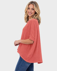 Oversized Ribbed Dolman Sleeve Top
