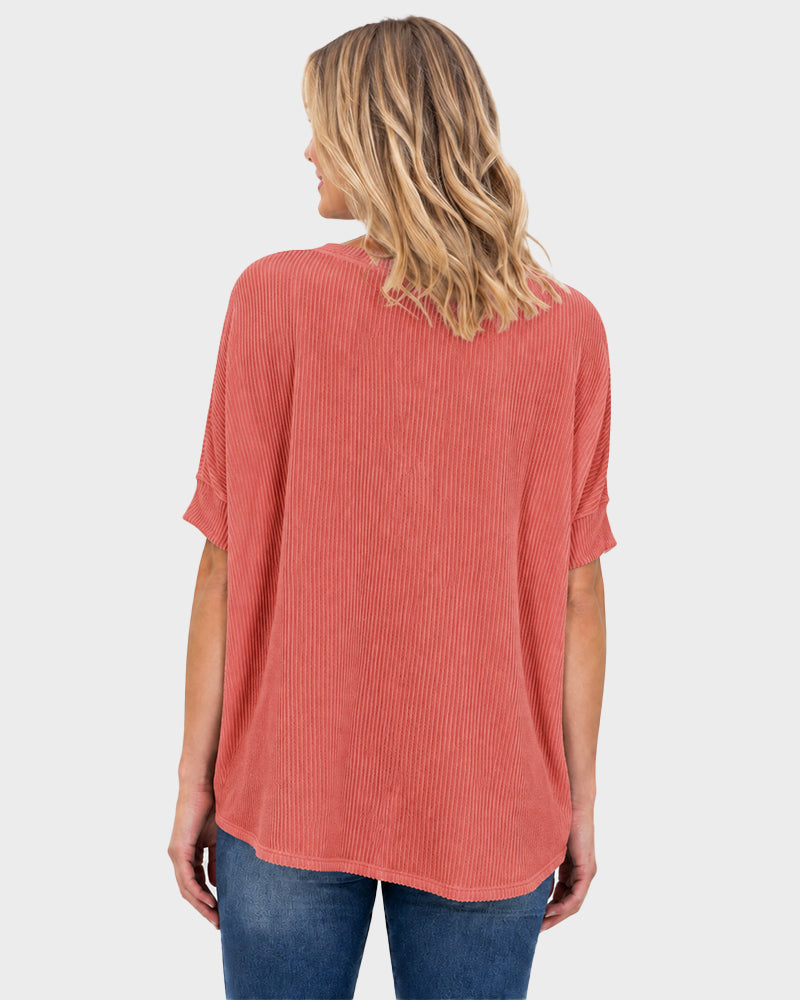 Oversized Ribbed Dolman Sleeve Top