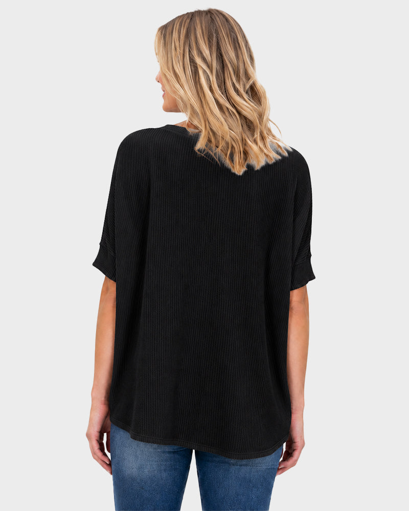 Oversized Ribbed Dolman Sleeve Top