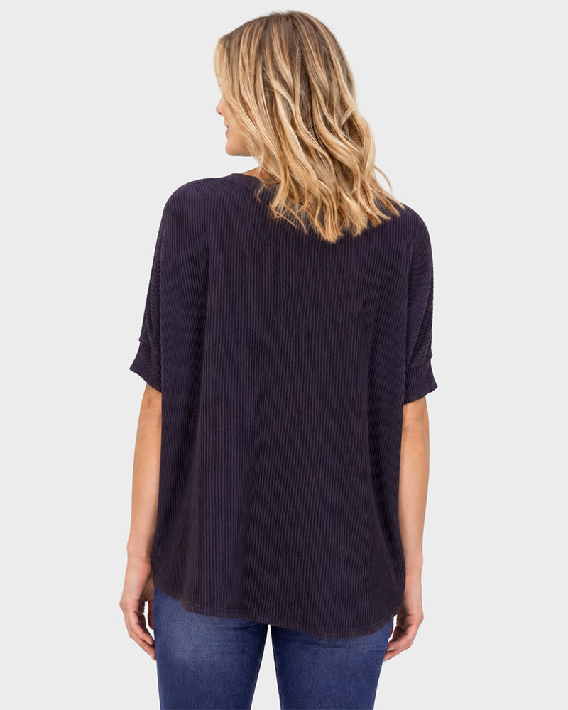 Oversized Ribbed Dolman Sleeve Top