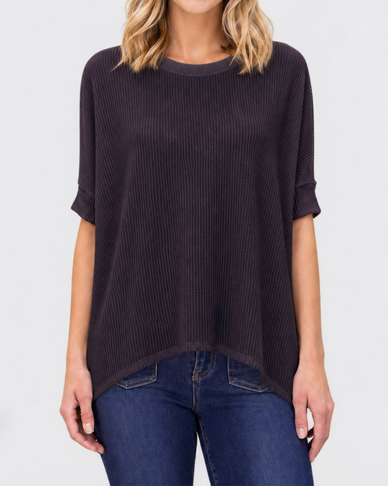 Oversized Ribbed Dolman Sleeve Top