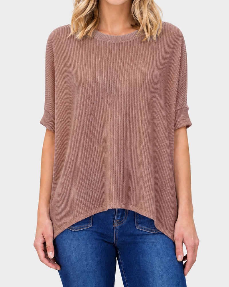 Oversized Ribbed Dolman Sleeve Top