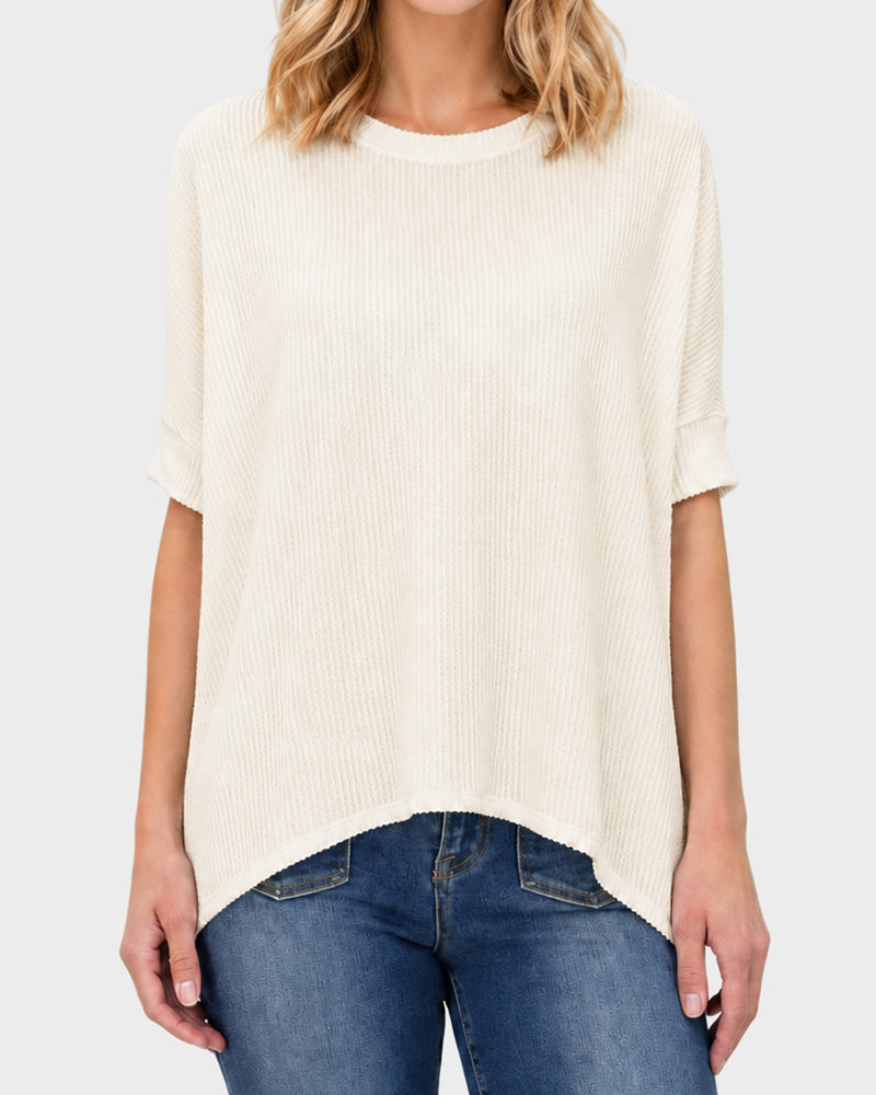 Oversized Ribbed Dolman Sleeve Top