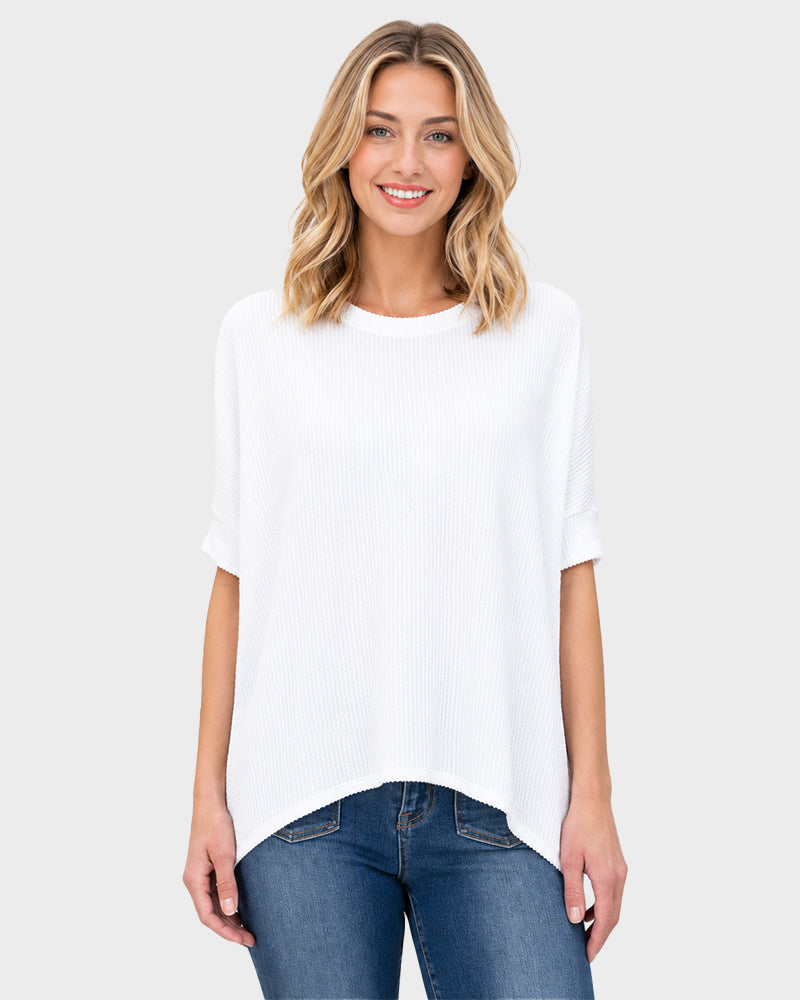 Oversized Ribbed Dolman Sleeve Top