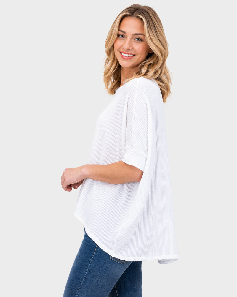 Oversized Ribbed Dolman Sleeve Top