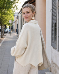Oversized Ribbed Knit Cardigan with Gold-Tone Buttons
