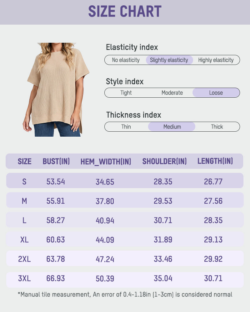 Oversized Ribbed Knit Side-Slit Sweater Top
