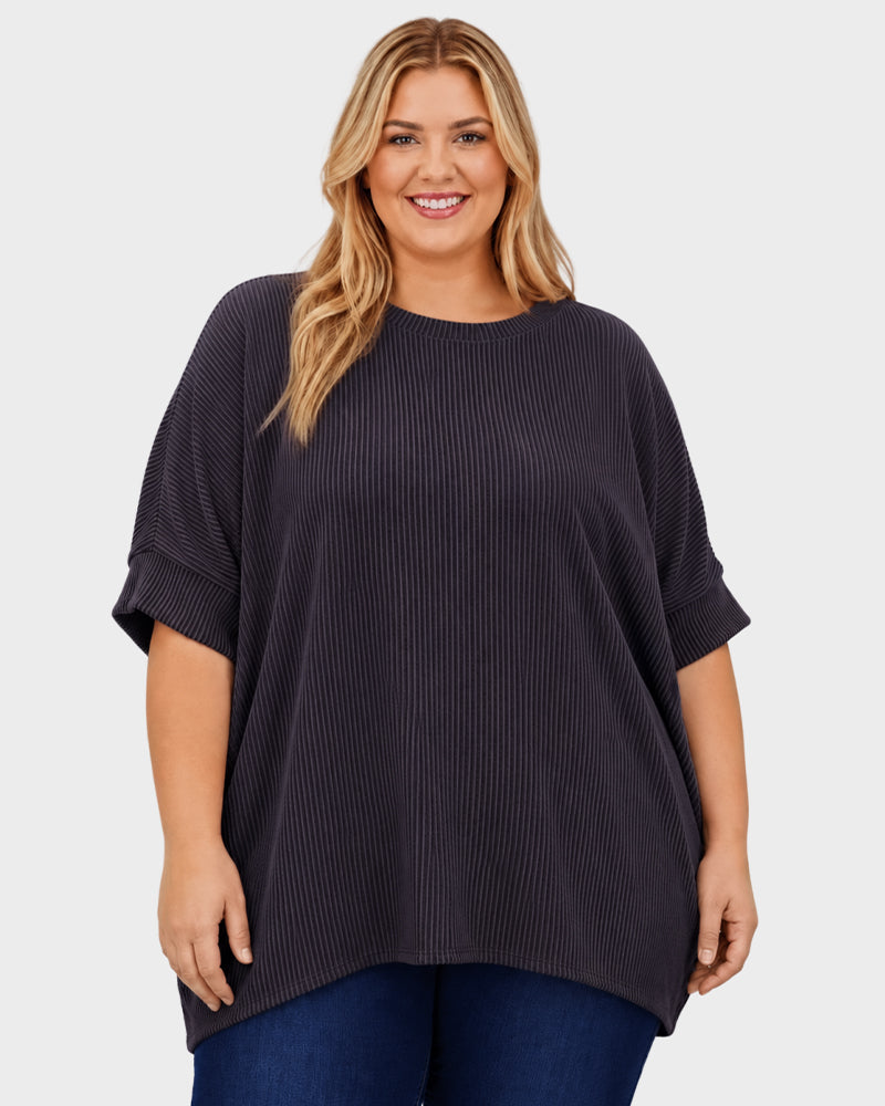 Oversized Ribbed Dolman Sleeve Top