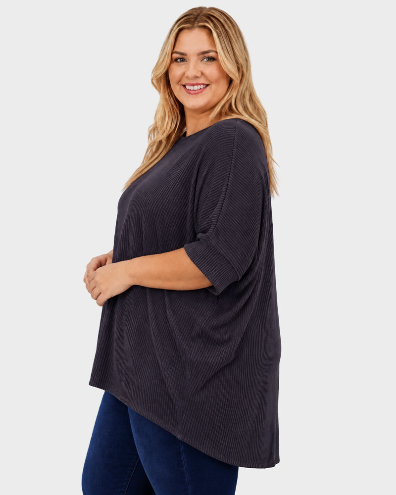 Oversized Ribbed Dolman Sleeve Top