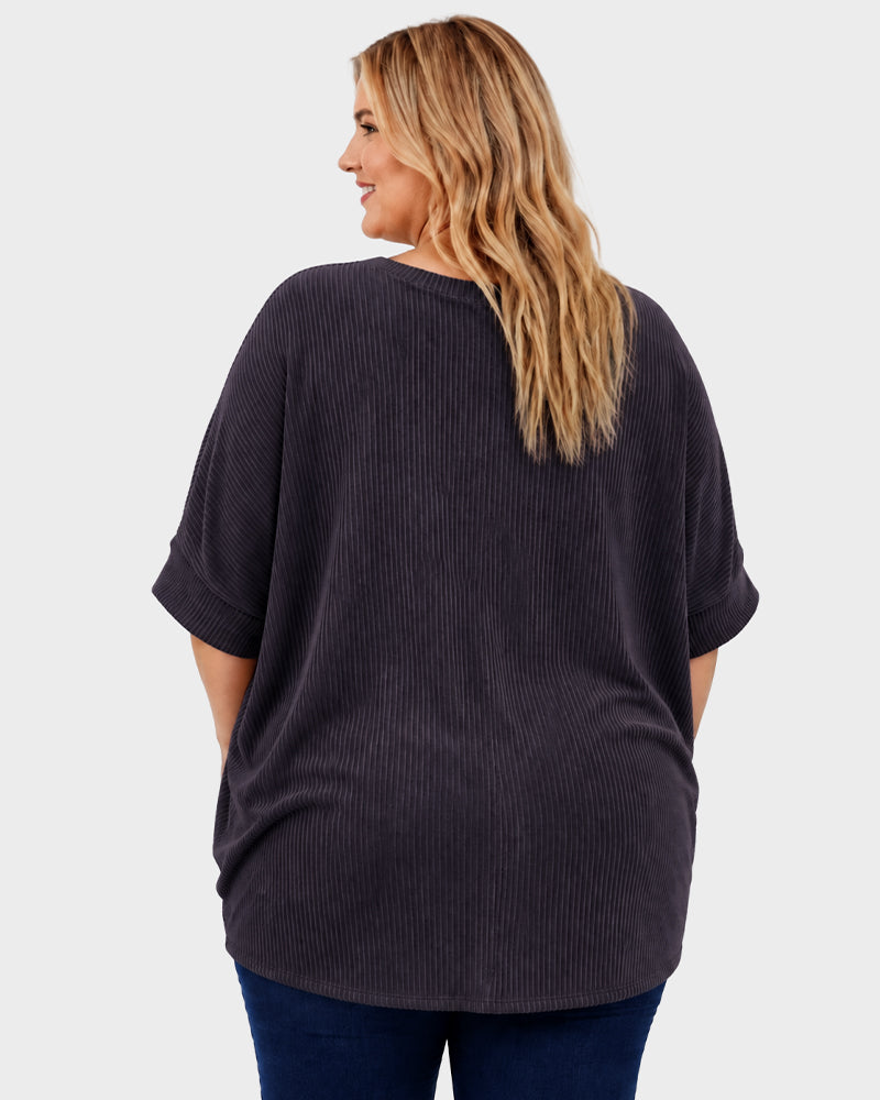 Oversized Ribbed Dolman Sleeve Top