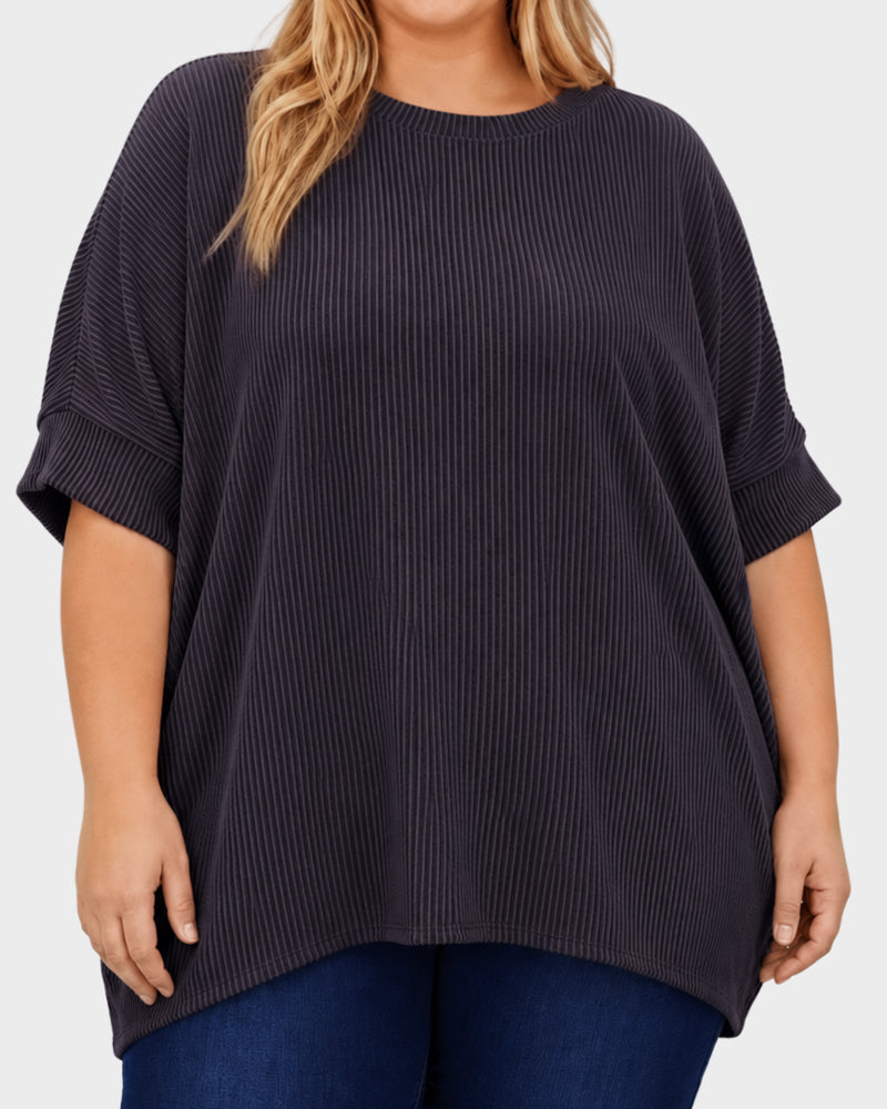 Oversized Ribbed Dolman Sleeve Top
