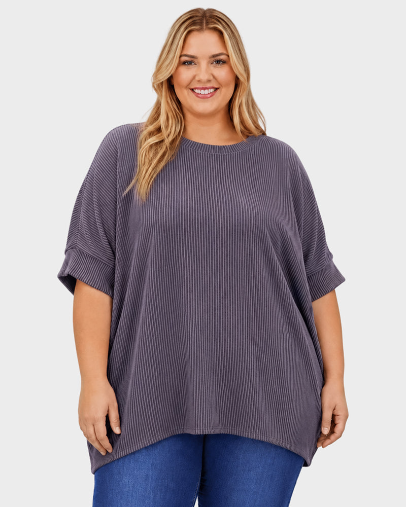 Oversized Ribbed Dolman Sleeve Top