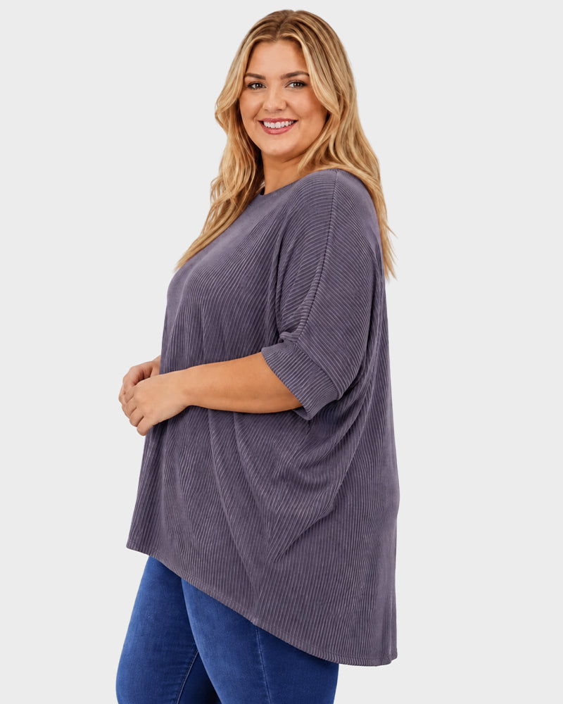 Oversized Ribbed Dolman Sleeve Top