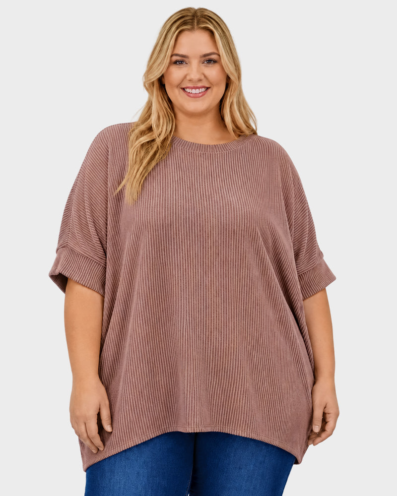 Oversized Ribbed Dolman Sleeve Top