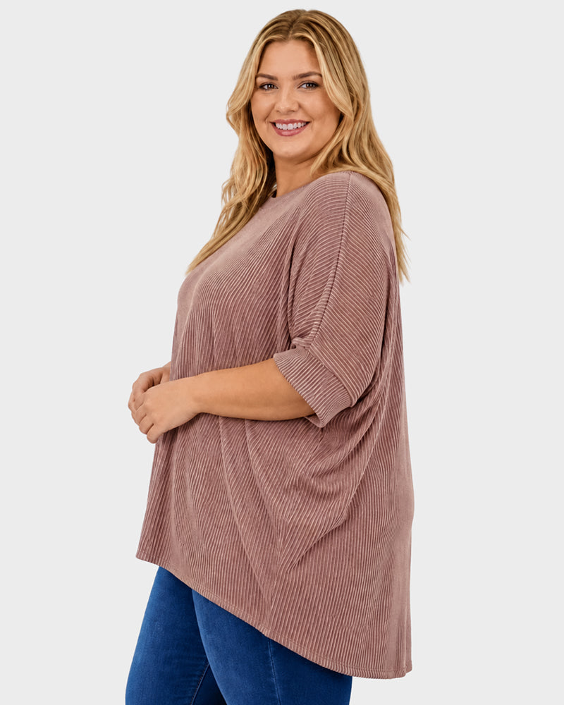 Oversized Ribbed Dolman Sleeve Top