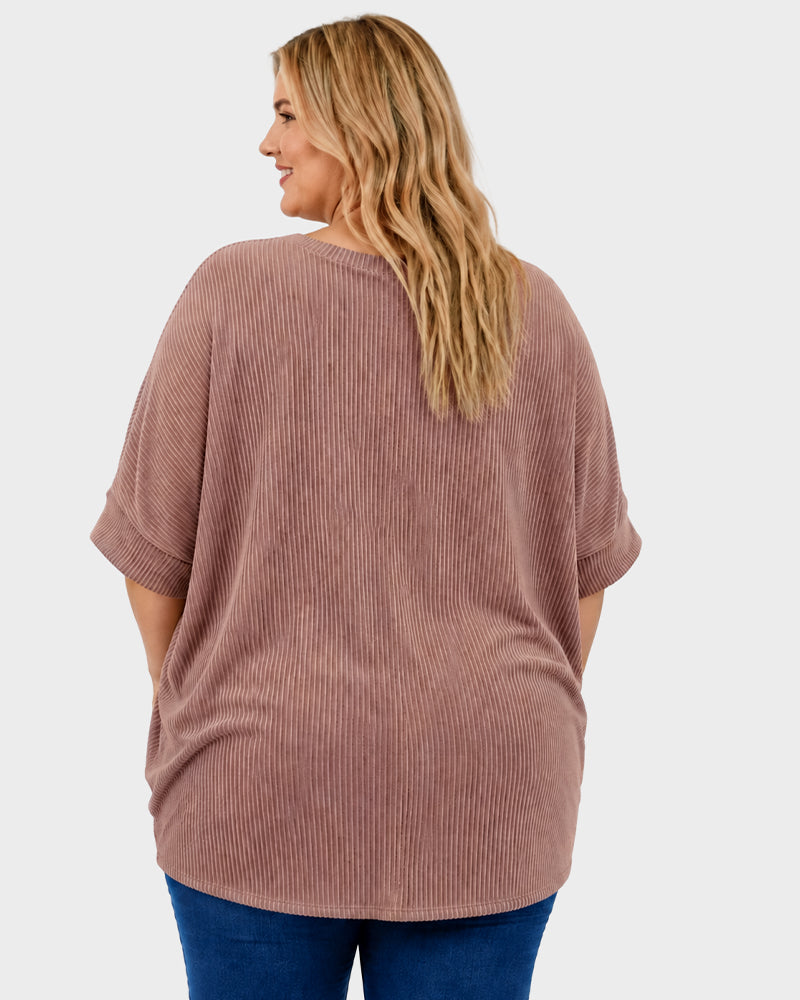 Oversized Ribbed Dolman Sleeve Top