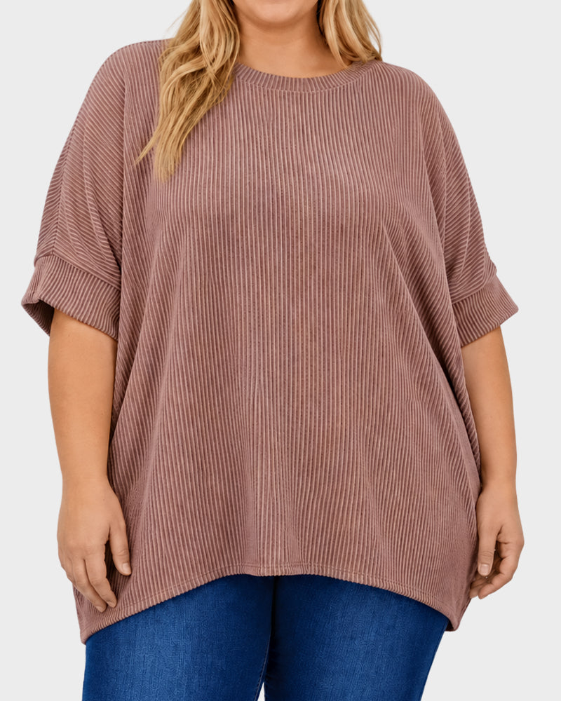 Oversized Ribbed Dolman Sleeve Top