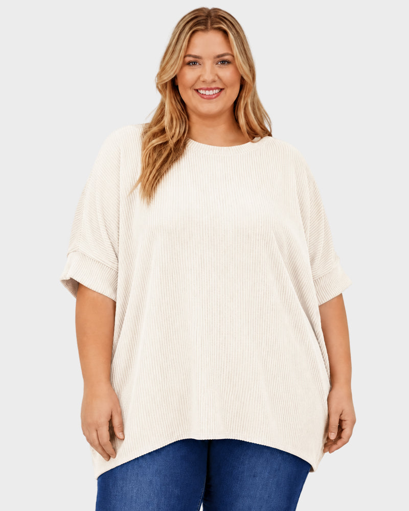 Oversized Ribbed Dolman Sleeve Top