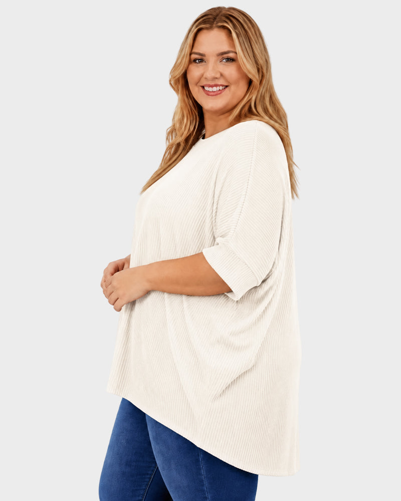 Oversized Ribbed Dolman Sleeve Top