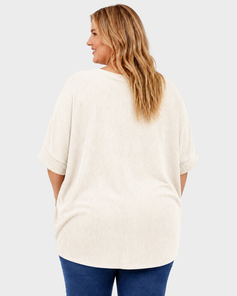 Oversized Ribbed Dolman Sleeve Top