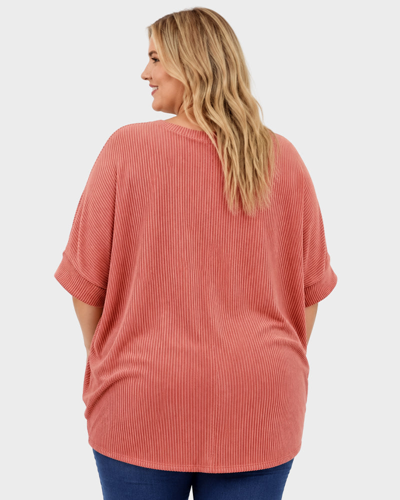 Oversized Ribbed Dolman Sleeve Top
