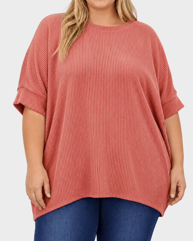 Oversized Ribbed Dolman Sleeve Top