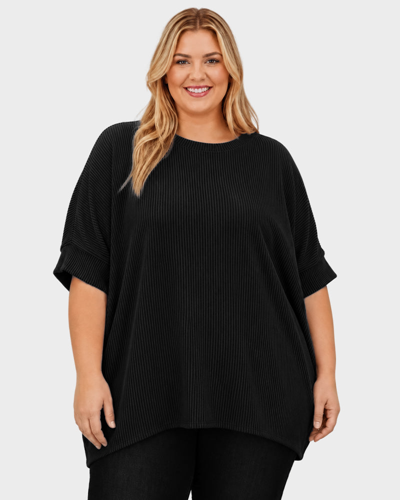 Oversized Ribbed Dolman Sleeve Top