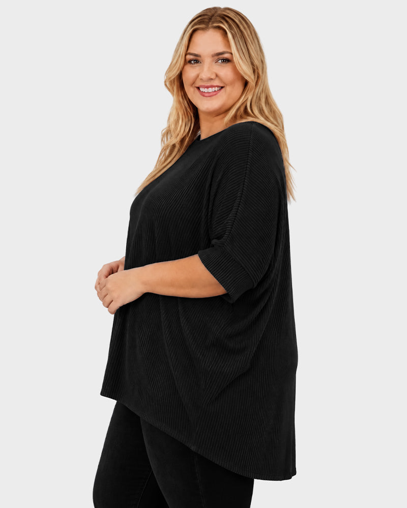 Oversized Ribbed Dolman Sleeve Top