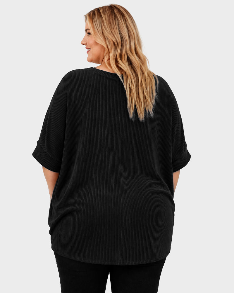 Oversized Ribbed Dolman Sleeve Top