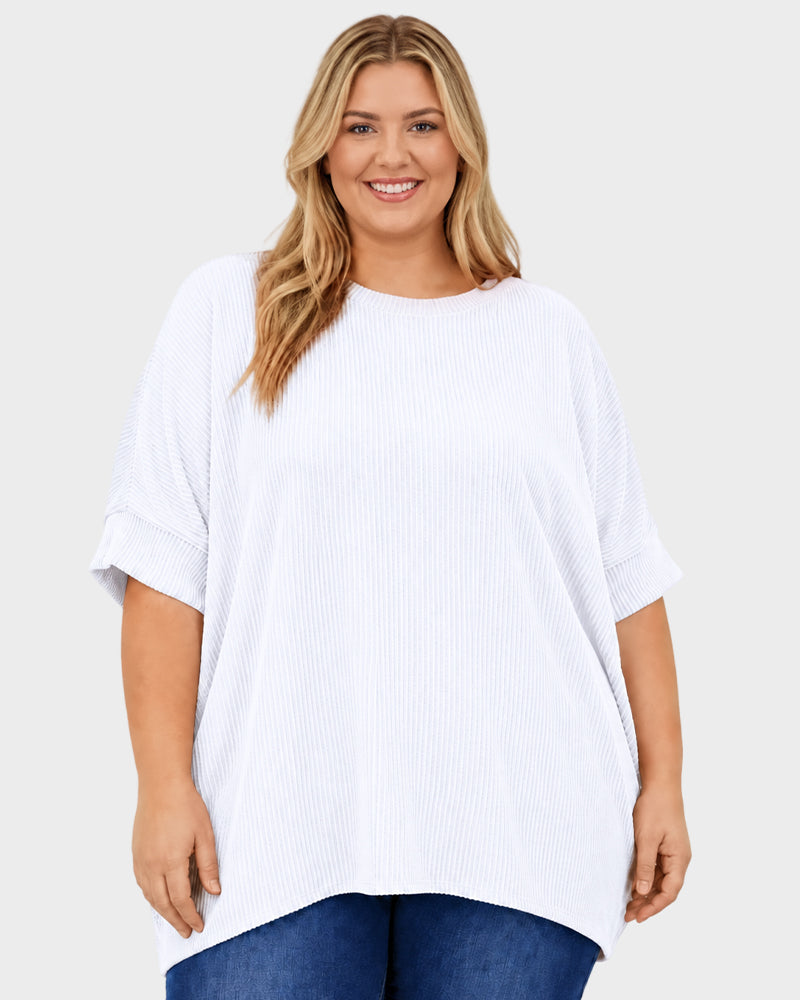 Oversized Ribbed Dolman Sleeve Top