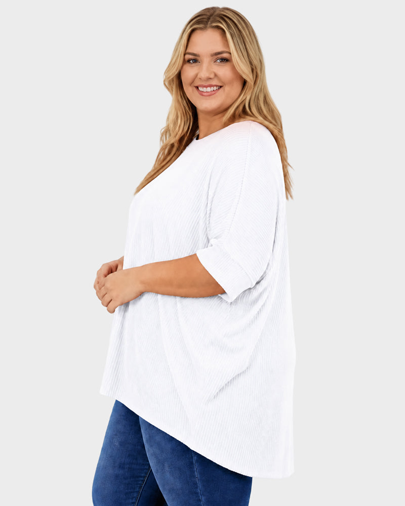 Oversized Ribbed Dolman Sleeve Top