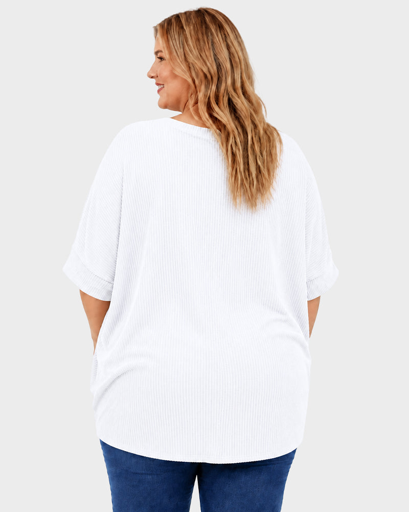 Oversized Ribbed Dolman Sleeve Top
