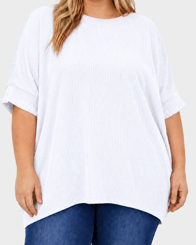 Oversized Ribbed Dolman Sleeve Top