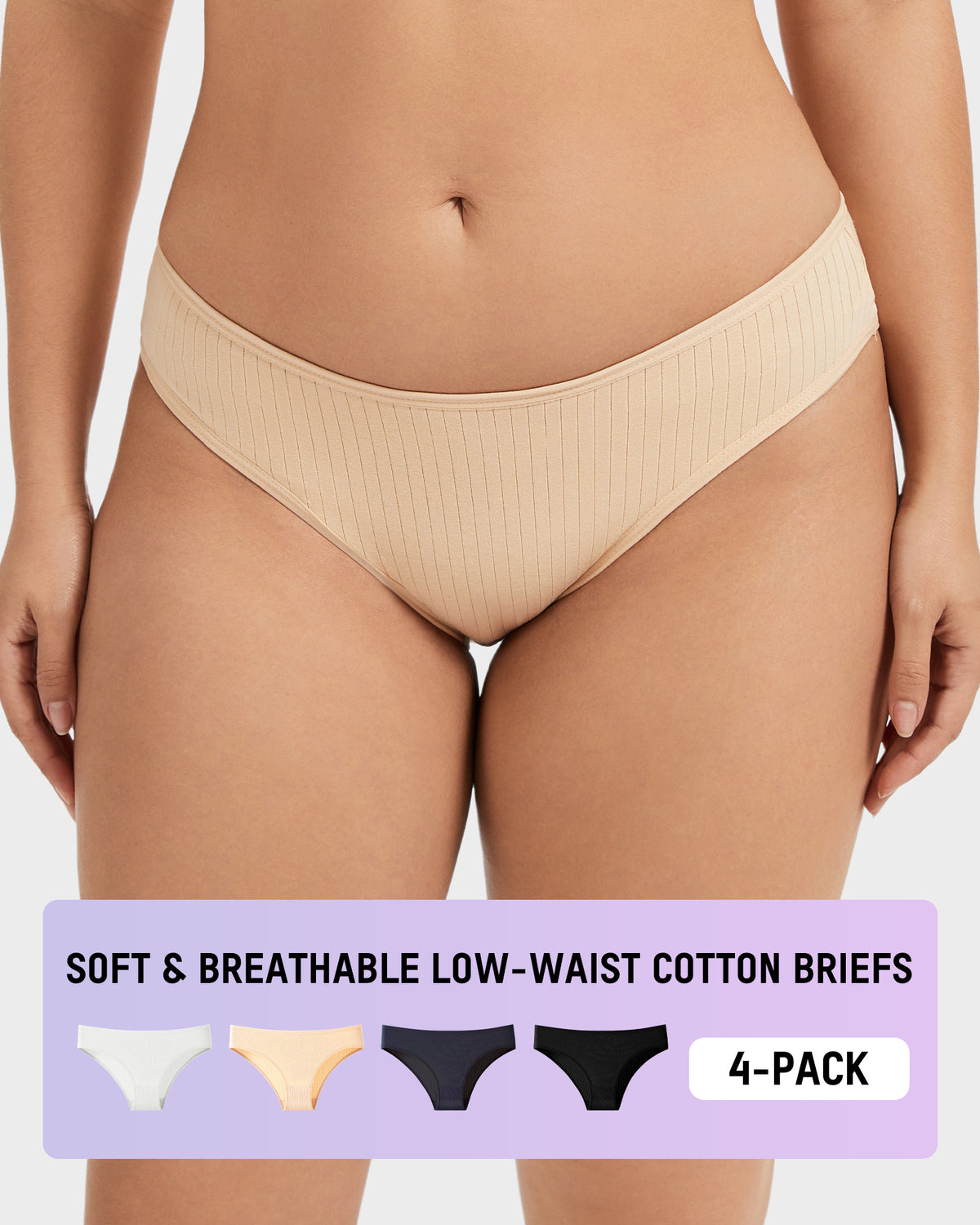 Everyday Comfort Low-Waist Cotton Briefs (4 Pack)