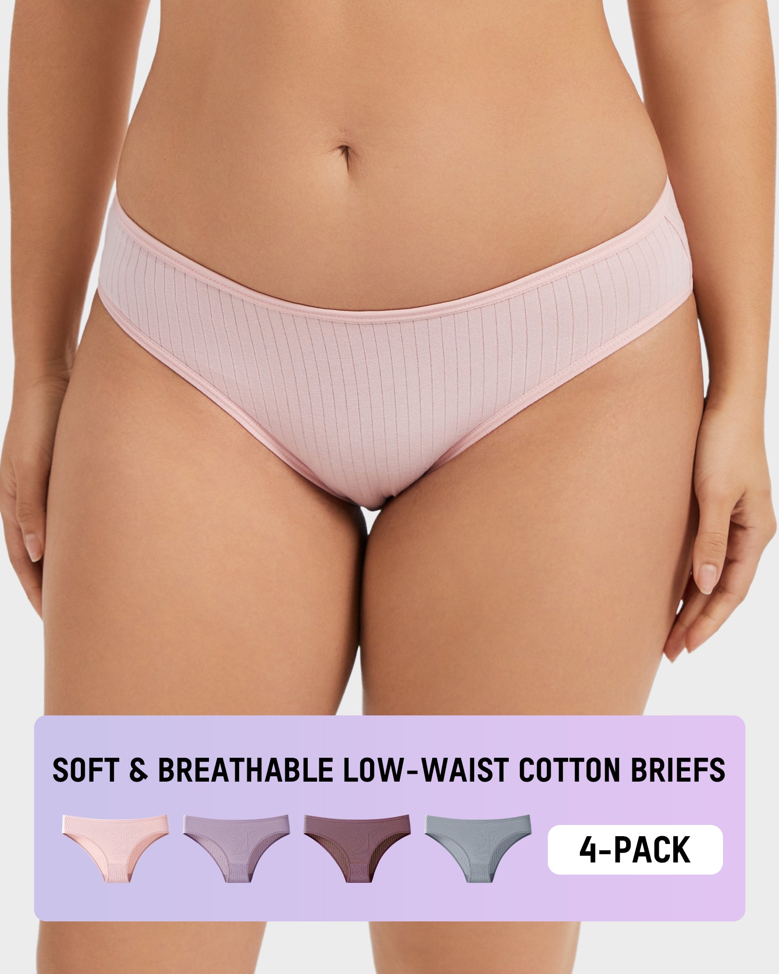Everyday Comfort Low-Waist Cotton Briefs (4 Pack)