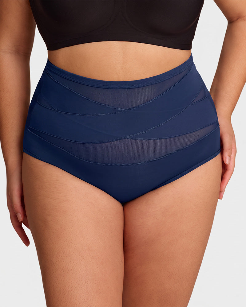 Plus-Size High-Waist Cross Tummy Control Panties (5 Pack)