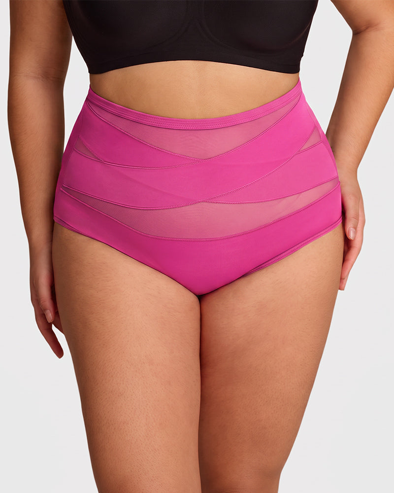 Plus-Size High-Waist Cross Tummy Control Panties (5 Pack)