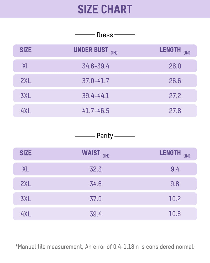Plus Size Purple Lace Sexy Dress & Thong Set
